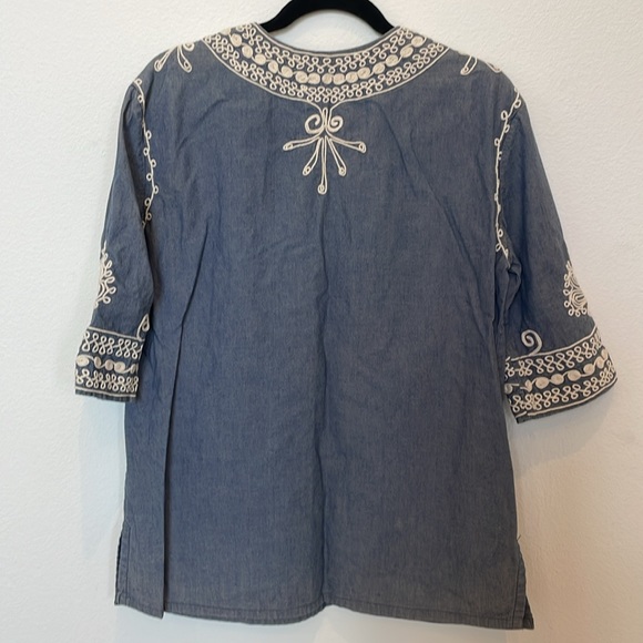 COPY - Calypso chambray tunic with embroidery - Picture 4 of 4